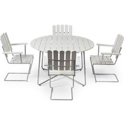Grythyttan 9A+A2 - White Lacquered Oak/Galvanized Havemøbelsæt, 1 borde inkl. 4 stole