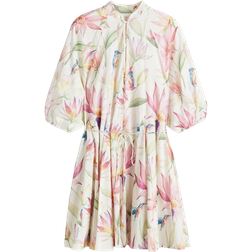 H&M Tie Belt Dress - White/Floral