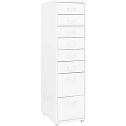 vidaXL Mobile Filing White Storage Cabinet 28x109cm