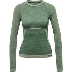 Hummel Women Clea Seamless Tight T-shirt L/S - Laurel Wreath/Lily Pad Melange