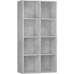 vidaXL Wood Concrete Gray Book Shelf 130cm