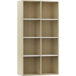 vidaXL Wood White and Oak Book Shelf 130cm