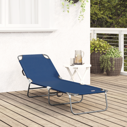 vidaXL Folding Sun Lounger Portable Blue 600D