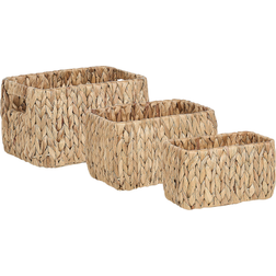 Beliani Set of 3 Water Hyacinth Baskets Light Basket