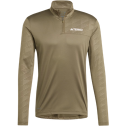 adidas Men's Terrex Multi Half Zip Long Sleeve Tee - Olive Strata
