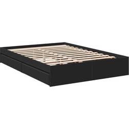 vidaXL Bed Frame with Drawers Black 120x200cm