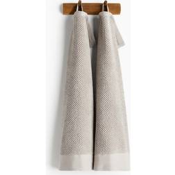 H&M 2-Pack Cotton Terry Gæstehåndklæde Grå, Beige (50x30cm)