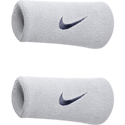 Nike Swoosh Doublewide Wristband 2-pack - White/Obsidian