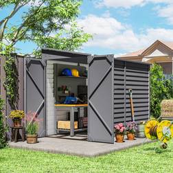 OutSunny Galvanised Metal Garden Shed with Foundation Kit 5 x 9ft Grey (Building Area )