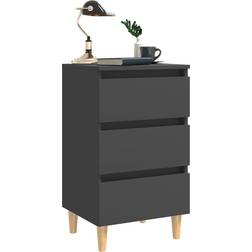 vidaXL Solid Wood Grey Bedside Table 35x40cm