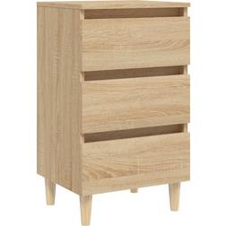 vidaXL Solid Wood Smoked Oak Nattbord 35x40cm