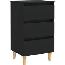 vidaXL Solid Wood Black Nachttisch 35x40cm
