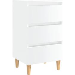 vidaXL Solid Wood High Gloss White Bedside Table 35x40cm