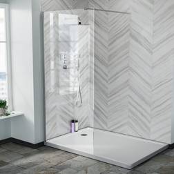 Nes Home Samoa 900mm Wet Room Panel 8mm Tempered Glass Chrome