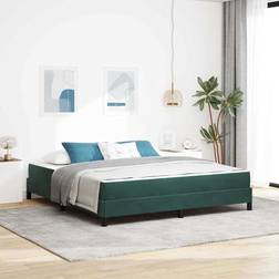 vidaXL Boxmadras Med Topmadras Mørkegrøn 180 x 200 cm Fløjl Kontinentalseng
