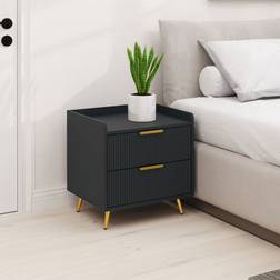 Homcom Black Modern 50x40x50cm Bedside Table