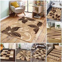 Vogue Living Room Rug Geometric Beige Brown
