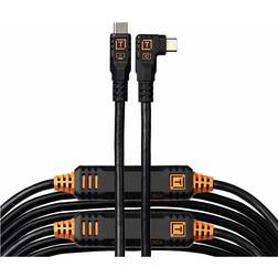 Tether Tools Pro Optima 10G USB-C to USB-C Straight to Right 31ft Non-Reflective Black