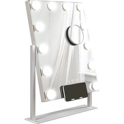 Homcom Hollywood Sminkspegel 12 LED Belysning 37 x 46 cm Vitram Bordsspegel