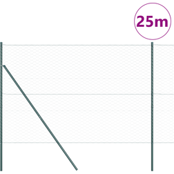 vidaXL Fencing Set Set of 2 Green Powder-Coated Steel 25 x 1.5 m