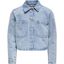 Only Kid's Cassie Denim Jacket - Light Blue Denim/Flower Embroidery (15349779)