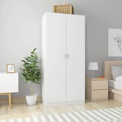 vidaXL Engineered Wood High Gloss White Wardrobe 90x200cm