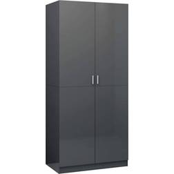vidaXL Engineered Wood High Gloss Grey Garderob 90x200cm