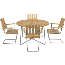 Grythyttan 9A+A2 - Untreated Teak/Hot-Dip Galvanized Matgrupp, 1 Bord inkl. 4 Stolar