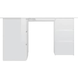 vidaXL Corner High Gloss White Skrivbord 100x145cm