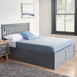 Home Treats Double Grey Wooden Ottoman Bed with Mattress Frame Bed 148x204cm