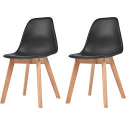 vidaXL Plastic Black Kitchen Chair 82cm 2pcs