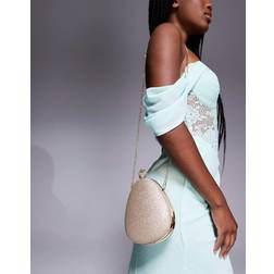 True Decadence Hard Clutch Bag with Crossbody Strap - Gold Glitter