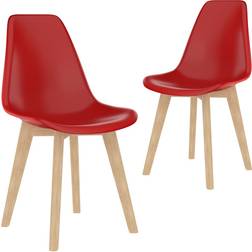 vidaXL Plastic Red Kitchen Chair 82cm 2pcs