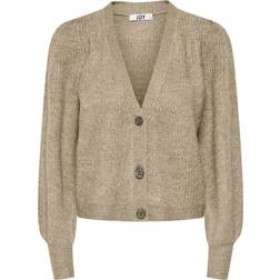 JDY Drea Knitted Cardigan - White/Simply Taupe