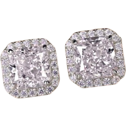 Shein 1 Pair Elegant Pink Cubic Zirconia Stud Earrings For Women For Wedding Engagement Anniversary Party Jewelry Valentine's Day Gift