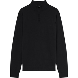 Reiss Blackhall Merino Wool Half Zip Jumper - Black
