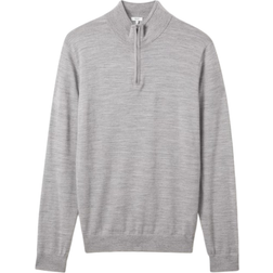 Reiss Blackhall Merino Wool Half Zip Jumper - Soft Grey Mouline