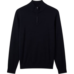 Reiss Blackhall Merino Wool Half Zip Jumper - Navy