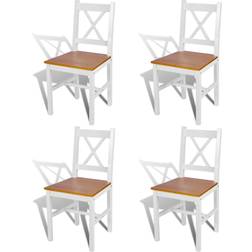 vidaXL 241513 White/Natural Kitchen Chair 86cm 4pcs