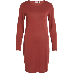 Vila Modala Long Sleeved Short Dress - Rust Red