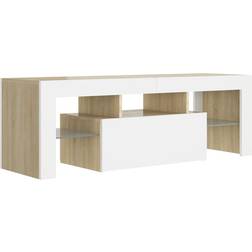 vidaXL LED Lights White Sonoma Oak TV Bench 120x40cm