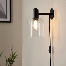 B&Q Maxton Black Plug-In One Size Wall light