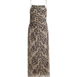 H&M Draped Mesh Strappy Dress - Beige/Patterned