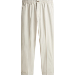 H&M Cropped Cotton Trousers - Light Beige
