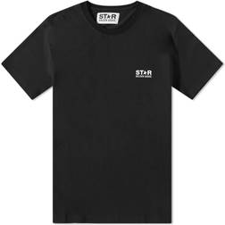 GOLDEN GOOSE Men's T-shirt with Contrasting White Logo and Star - Black