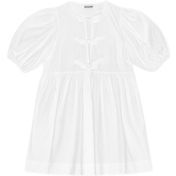 Ganni Poplin Tie String Mini Dress - White