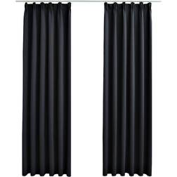 vidaXL Blackout With Hooks Black 140x175cm