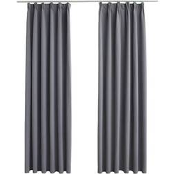 vidaXL Blackout With Hooks Grey 140x175cm