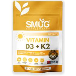 SMUG Supplements Vitamin D3 4000iu K2 100ug MK-7 British 365 Tablets 100 pcs