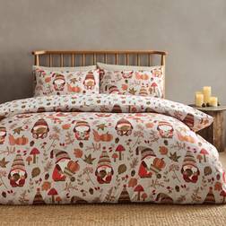 Catherine Lansfield Woodland Gonks So Soft Reversible Set Duvet Cover Natural, Beige